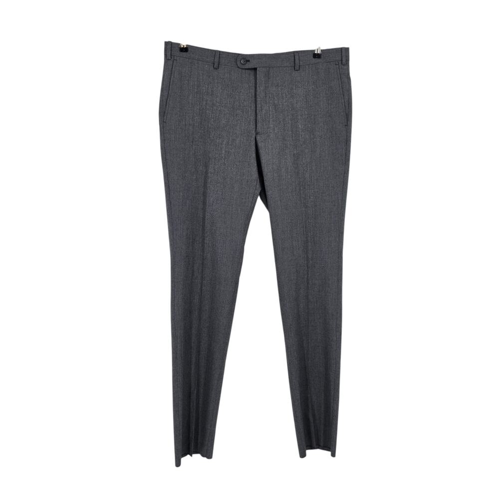 NWOT John Varvatos Gray Bedford Flat Front Wool Blend Slim Dress Pant Size 44/37